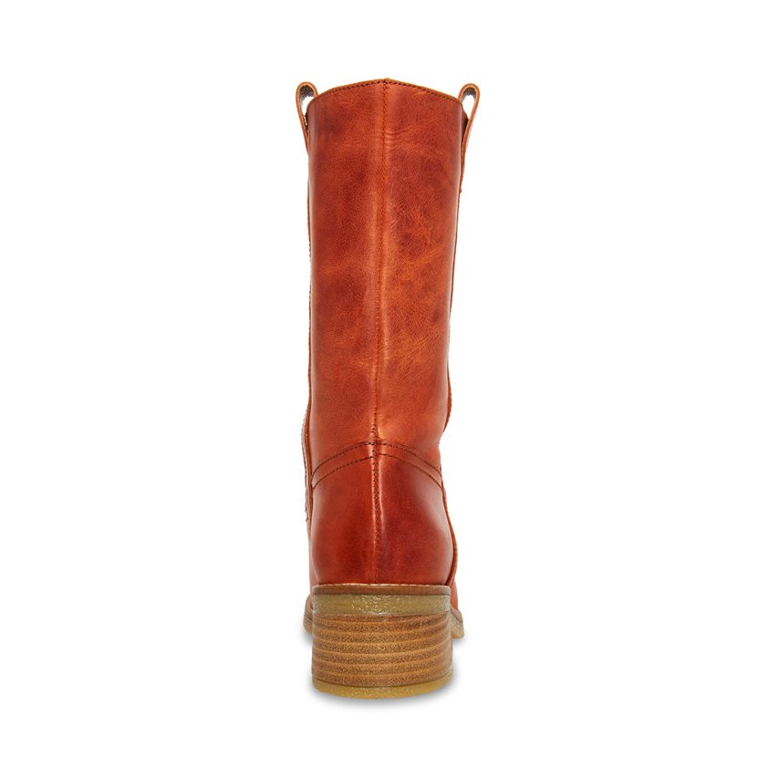 Brown Steve Madden Winny Rust Leather Women's High Boots | PH 7589KUQ